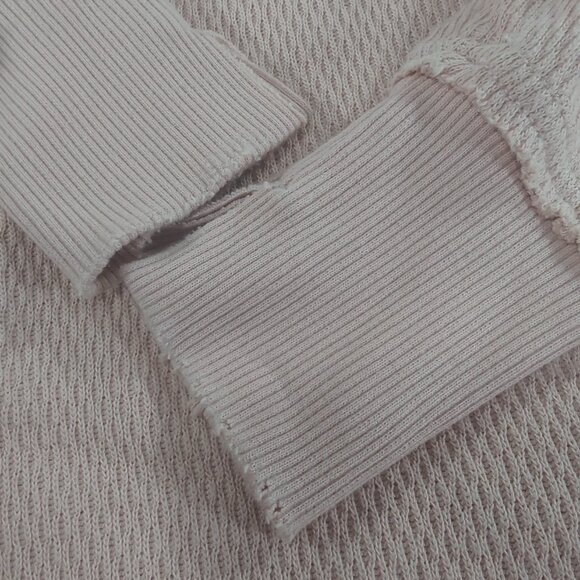 Aerie Oversized Waffle Knit Sweater Pink XS Distressed Long Sleeve Drop Shoulder - Picture 15 of 15